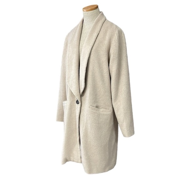 Waverly Grey libērant Pea Coat Womens 8 Cream Collar Button Textured Long Jacket - Picture 3 of 14